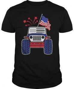 Jeep with American Flag & Firework - 4th of July Jeeps Lover T-Shirt