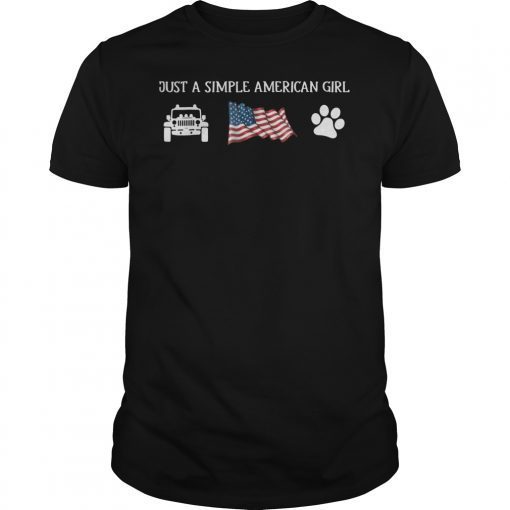 Just a simple American girl Dogs Flag Jeep Gift 4th July shirt