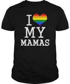 Kids Gay Moms Baby Clothes I Love My Mamas LGBT Flag T Shirt