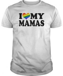 Kids Gay Moms Baby Pride Shirt I Love My Mamas LGBT Rainbow Flag