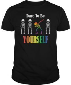 LGBT Dabbing Skeleton Halloween Dare To Be Yourself T-shirt