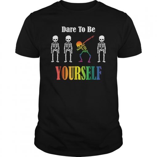 LGBT Dabbing Skeleton Halloween Dare To Be Yourself T-shirt