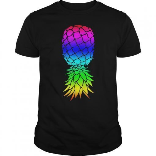 LGBT Lesbian Gay Shirt Swinger Rainbow Pineapple Upside Down