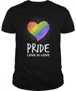 LGBT Pride Love Is Love Rainbow Heart Gay Rights Support T-Shirt