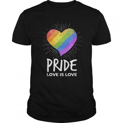 LGBT Pride Love Is Love Rainbow Heart Gay Rights Support T-Shirt