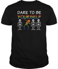 LGBT Pride Skeleton Dabbing Dare To Be Yourself Gifts T-Shirts