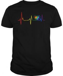 LGBT Rainbow Heartbeat T-shirt Gay and Lesbian Pride