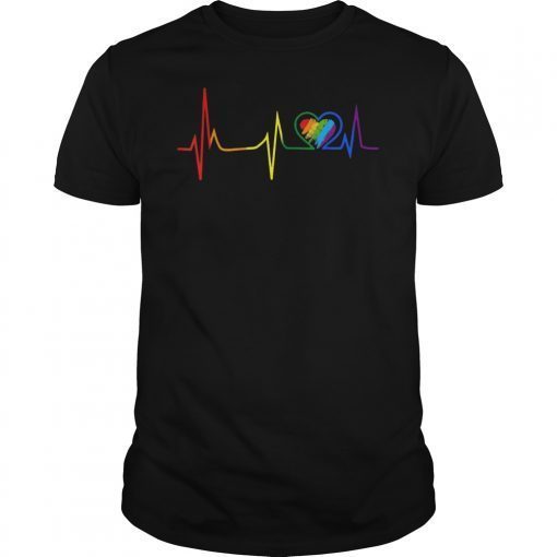 LGBT Rainbow Heartbeat T-shirt Gay and Lesbian Pride