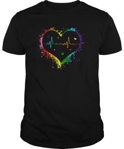LGBT Rainbow Heartbeat Tee shirt Gay and Lesbian Pride