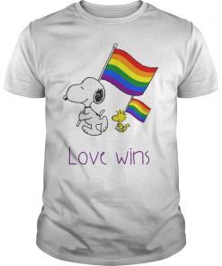 LOVE WINS FUNNY WHITE DOG LGBT PRIDE RAINBOW FLAG SHIRT