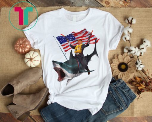 Donald Trump Riding Shark 4th Of July American Flag Shirt