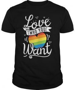 Love Who You Want Gay Pride LGBT T shirt Lesbian Bisexual
