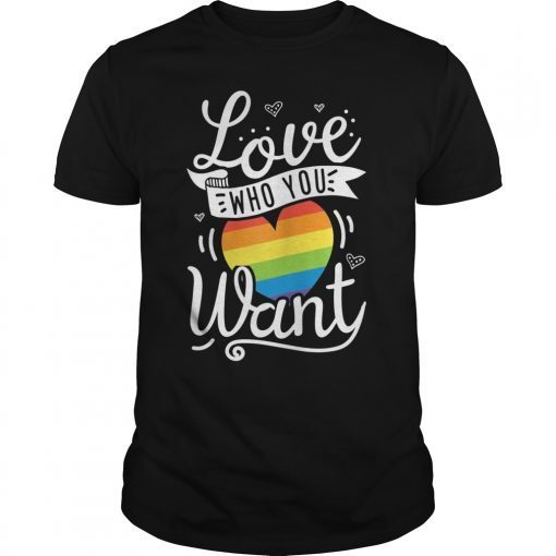 Love Who You Want Gay Pride LGBT T shirt Lesbian Bisexual