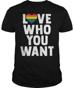 Love Who You Want Rainbow Heart T Shirt LGBT Gay Pride Month