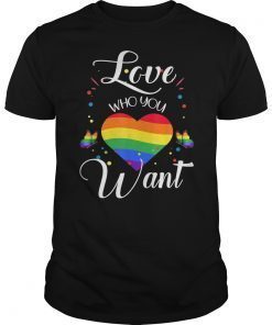 Love Who You Want Rainbow Heart T Shirt LGBT Gay Pride Month T-Shirt