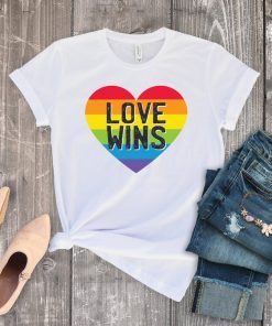 Love Wins LGBTQ+ Pride Shirt Rainbow Heart Pride Month Shirt Unisex Shirt