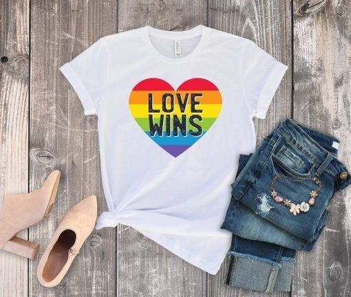 Love Wins LGBTQ+ Pride Shirt Rainbow Heart Pride Month Shirt Unisex Shirt