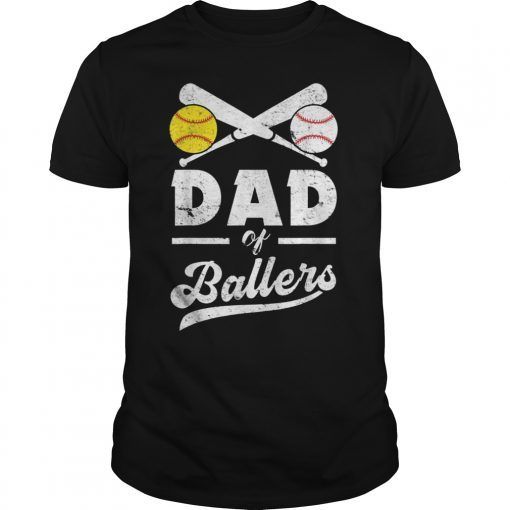 Mens Dad of Ballers Shirts Funny Baseball Softball Gift from Son T-Shirt