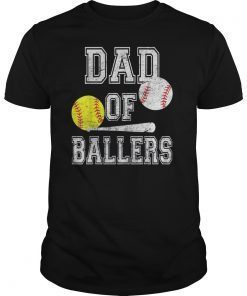 Mens Dad of Ballers Tee Shirt Funny Baseball Softball Gift from Son