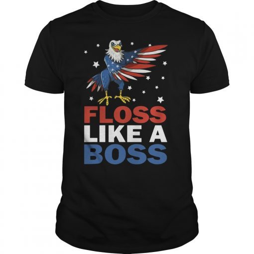 Mens Floss Like A Boss Flossing Eagle Firework 4th Of July Shirts