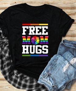 Mens Free Mom Hugs Shirt Love is Love LGBT Short Sleeve Unisex Tee Shirt