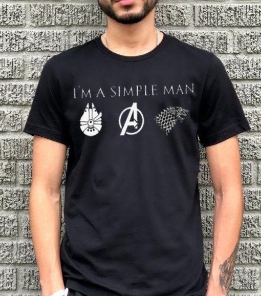 Mens Im A Simple Man Who Loves Star Wars Avengers and Game Of Thrones T-Shirt