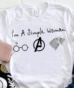 Mens Im A Simple Woman Who Love Harry Potter Avengers and Game Of Thrones T-Shirts