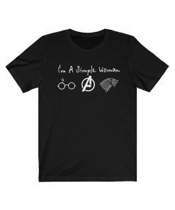 Mens Im A Simple Woman Who Love Harry Potter Avengers and Game Of Thrones Tee Shirt