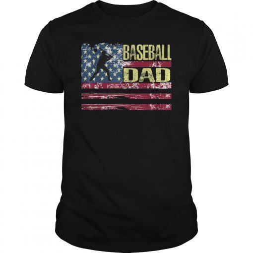 Mens Vintage USA American Flag Proud Baseball Dad Player shirt T-Shirt