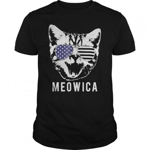 Meowica Funny Patriotic Cat 4th of July T-shirt