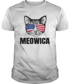 Meowica Patriotic Cat 4th of July tee Meowica American Flag Gift T-Shirt