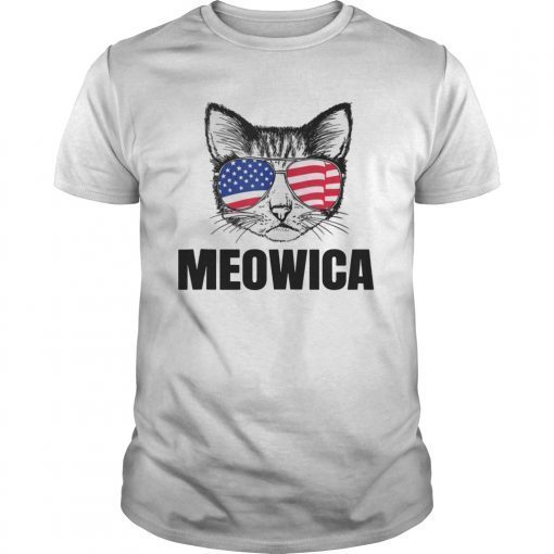 Meowica Patriotic Cat 4th of July tee Meowica American Flag Gift T-Shirt