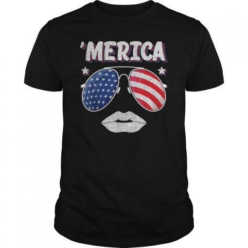 Merica Sunglasses 4th of July Family Matching T-Shirt Women