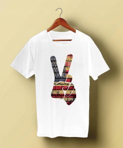 Patriotic Peace Sign Vintage American Flag T Shirt Victory Peace Hand Victory Sign Shirt Distressed Retro Style Trendy Shirt Peace Symbol