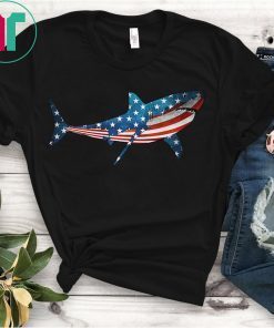 Patriotic Shark American Flag T-Shirt Gift For 4th Of July