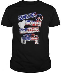Peace Love Freedom Jeep T Shirt 4th of July colors