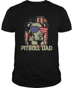 Pitbull Dad 4th of July American Flag Tee Shirt