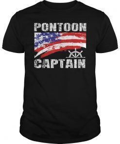 Pontoon Captain Shirt American Boating Flag T-Shirt