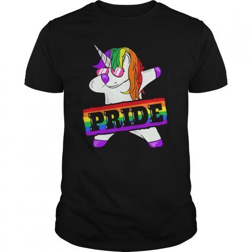 Pride LGBT Gay Be Lesbian Unicorn Dabbing Funny Shirt