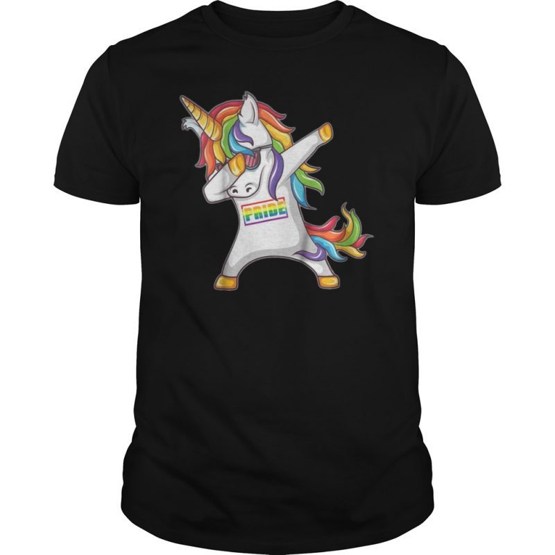 Pride LGBT Gay Be Lesbian Unicorn Dabbing Funny T-Shirt