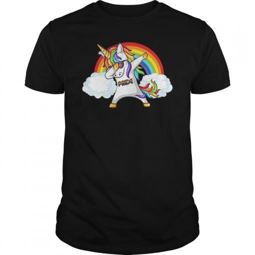 Pride LGBT Gay Be Lesbian Unicorn Dabbing T-Shirt