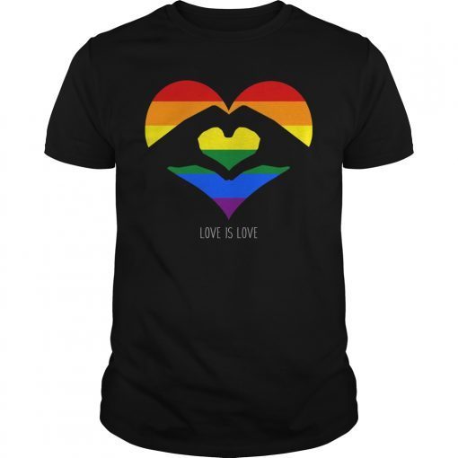 Rainbow Love Heart Pride LGBT Tee Shirts Love Is Love
