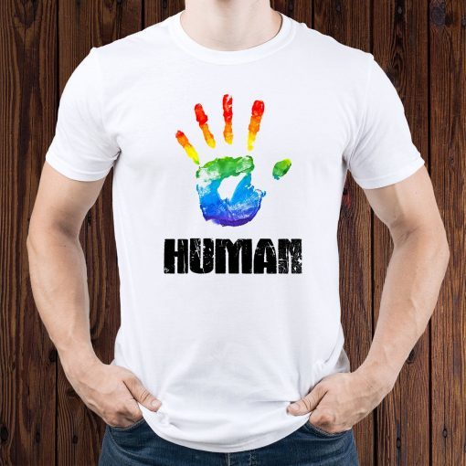 Rainbow handprint t-shirt Human shirt Rainbow flag t shirt Gay pride tshirt Pride day shirt Equality tee Lesbian t-shirt