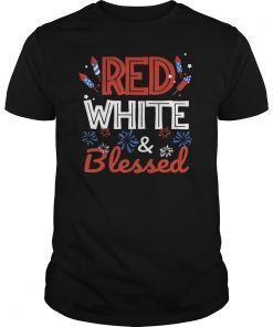 Red White & Blessed 4th of July Patriotic America Cute Gift T-Shirts