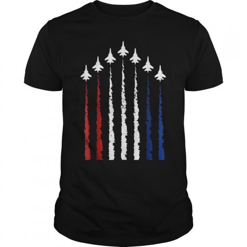 Red White Blue Air Force Flyover Proud American Independence Tee Shirt