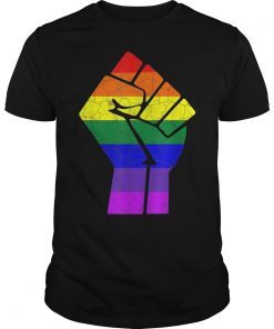 Resist Fist Rainbow Flag Gay Pride Gift T-Shirt