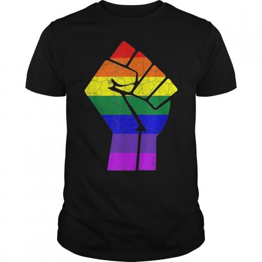 Resist Fist Rainbow Flag Gay Pride Gift T-Shirt