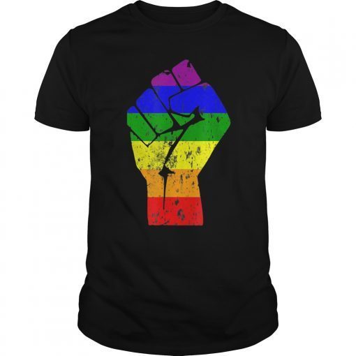 Resist Fist Rainbow Flag Gay Pride T-Shirt