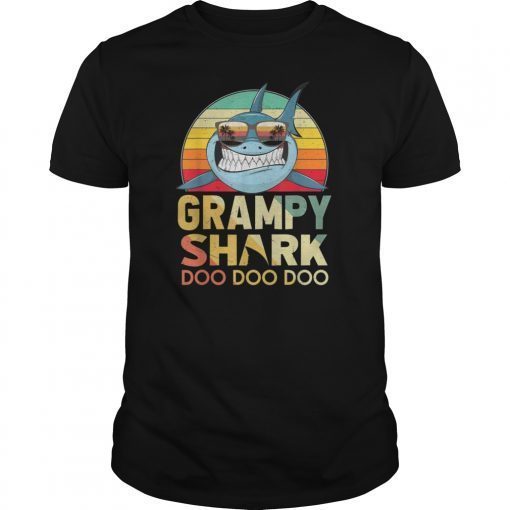 Retro Vintage Grampy Shark Tshirt Funny Birthday Gifts Famil
