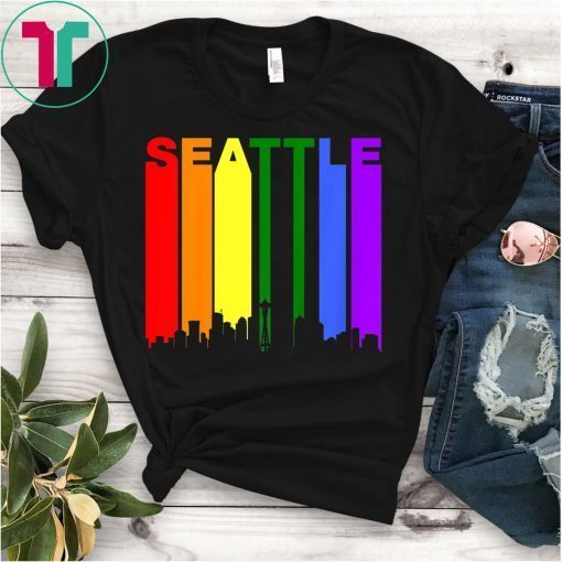Seattle Washington LGBTQ Gay Pride Rainbow Skyline T-Shirt